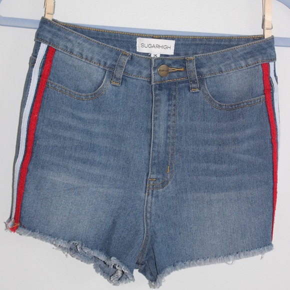Red + Blue striped shorts - Picture 2 of 4